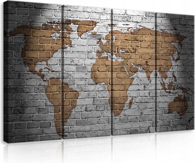 Vászonkép 120x80 Világtérképabsztrakt tégla falszürke utazás földrajz