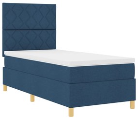 Box Spring Ágy Matraccal &amp; LED Kék 90x190 cm Szövet
