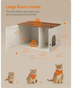 Feandrea macskaalom-bútor elrejtett kialakítással, 80 × 53 × 50 cm, barna és fehér színben