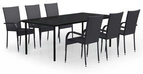 vidaXL 7 részes fekete kerti étkezőgarnitúra