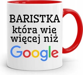Barista Kávézó Bögre Piros, fényképes nyomattal