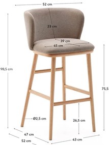 Világosbarna bárszék (ülésmagasság 75,5 cm) Ciselia – Kave Home