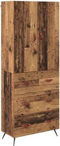 vidaXL Magasfiú Falra szerelhető Öreg fa 69,5 x 34 x 180 cm Faanyag