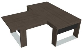 Verno+ S asztal 200 x 220 cm, kiegészítő íróasztallal, antracit tölgy / fekete