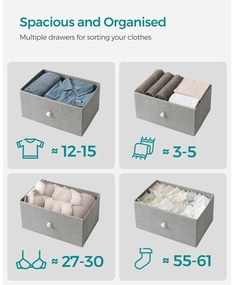 Tároló szekrény négy fiókkal, ruhás szekrény, galambszürke és krémfehér 80x30x85cm