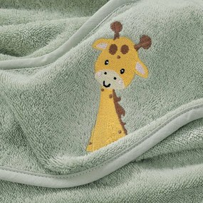 Goldea gyermek frottír fördőlepedő csuklyás - zsiráf zsályaszínű alapon 100 x 100 cm