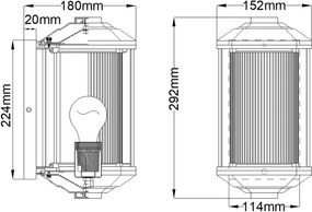 Quintiesse CASTELLE QN-CASTELLE-S-BZ Fali lámpa 1x60W/E27 IP44