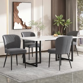 4x bársony szék szürke+ étkezőasztal fehér-fekete étkező szett