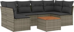 vidaXL 7 részes szürke polyrattan kerti ülőgarnitúra párnákkal