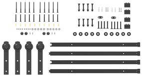 fekete acél tolóajtó fémszerelék készlet 183 cm
