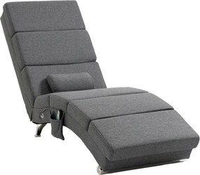 HOMCOM Masszázsfotel, dönthető, nyugágy, 8 vibrációs pont 5 üzemmód, szürke