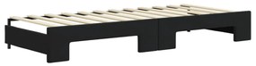fekete kihúzható bársony heverő matraccal 80 x 200 cm