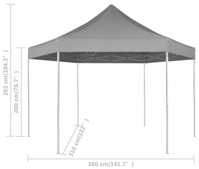 szürke összecsukható hatszög alakú pop-up pavilon 3,6 x 3,1 m