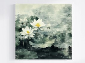 Vászonkép Canvas Grafika Természet Virágok Fehér Lótusz 40x40
