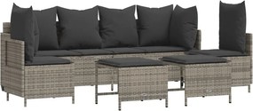 vidaXL 5 részes szürke polyrattan kerti ülőgarnitúra párnákkal