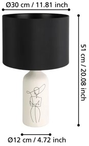 Eglo 43824 - Asztali lámpa VINOZA 1xE27/40W/230V fekete/fehér