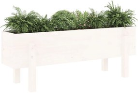 fehér tömör fenyőfa kerti magaságyás 101 x 30 x 38 cm