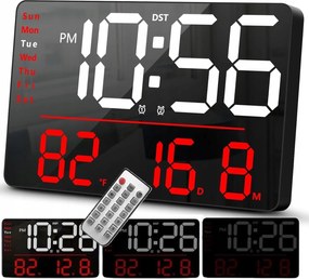 Digitális Elektronikus Falióra Távirányítóval Hőmérséklet Dátum Ébresztőóra Led