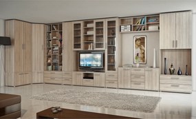 Polcos vitrin, DTD laminált, sonoma tölgyfa, DUNAJ 4