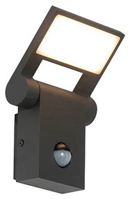 Kültéri fali lámpa szürke, LED IP54-el, mozgásérzékelővel - Zane