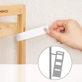 3 polcos bambusz tárolóállvány, állópolc 3 polccal, natúr