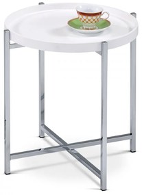 Masă de cafea în alb mat cu picioare din metal cromat 80135-12