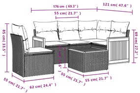 6 részes szürke polyrattan kerti ülőgarnitúra párnákkal