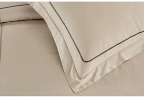 Bézs hatrészes kétszemélyes-hosszabbított renforcé pamut ágyneműhuzat lepedővel 240x220 cm Calm of Lines – Mila Home Luxury
