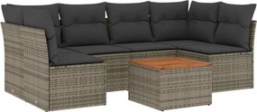 vidaXL 7 részes szürke polyrattan kerti ülőgarnitúra párnákkal