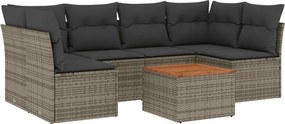 vidaXL 7 részes szürke polyrattan kerti ülőgarnitúra párnákkal