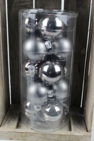 Szürke üveg karácsonyi gömbök 8 cm