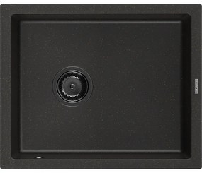 Mexen Pedro, gránit mosogató 560x460x200 mm, 1 kamrás, fekete-arany metál fekete szifonnal, 6508561000-75-B
