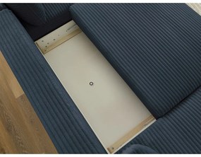 Sötétkék kordbársony kinyitható sarokkanapé (bal oldali-U alakú) Lucien – Bobochic Paris