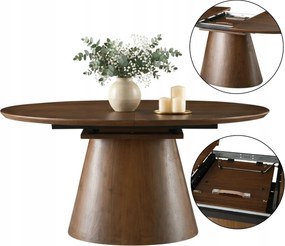 Zara Étkezőasztal 160x76 cm Kerek összecsukható dió modern nappali étkező