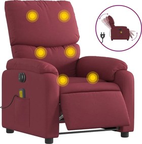 vidaXL bordó szövet elektromos dönthető masszázsfotel