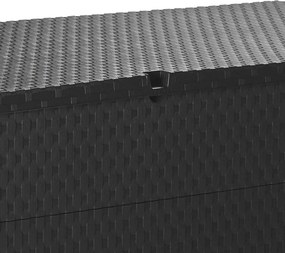 Antracitszürke Pp Rattan Kerti Tárolóláda 120 X 56 X 63 Cm