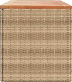 vidaXL bézs polyrattan és akácfa kerti tárolóláda 220 x 50 x 54 cm