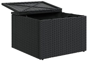 fekete polyrattan kerti szék párnával 55 x 55 x 37 cm