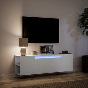fehér falra szerelhető TV-szekrény LED-lámpákkal 135x31x39,5 cm