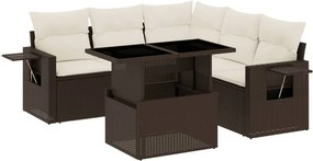 vidaXL 6 részes barna polyrattan kerti ülőgarnitúra párnával