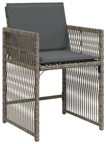 5 részes kerti étkezőszett párnákkal Szürke PE Rattan