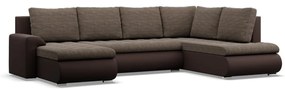 Tokio U sarokkanapé, 3 ágyneműtartóval, fonott + műbőr, jobboldali, barna