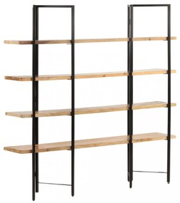 4 szintes tömör mangófa könyvespolc 160 x 35 x 160 cm