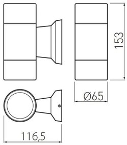 Lámpa Fali lámpa BALEO MINI, 2 irányú, 2XGU10, 143*65*115, IP 54 (Ø63mm)