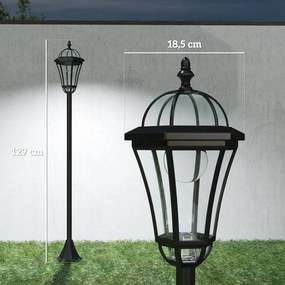 Outsunny Napelemes kerti lámpa, 2 db-os csomag, időjárásálló ösvénylámpa, LED-del, 6 óra világítás, fekete