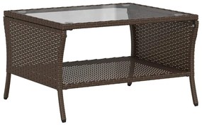 2 személyes barna polyrattan kerti kanapé asztallal&amp;párnával