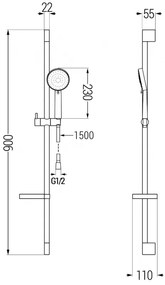 Mexen Kama fürdőszett DS75, króm - 72513DS75-00