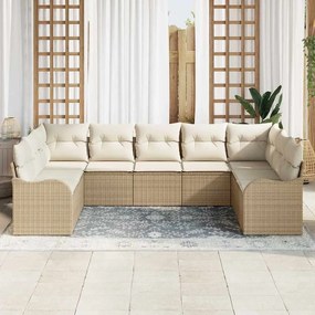 Kerti Kanapé Szett párnával 9 pcs Beige, fehér Poli rattan