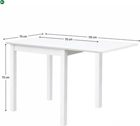Étkezőgarnitúra bővíthető asztallal, fehér/szürke, BJORK 1+4