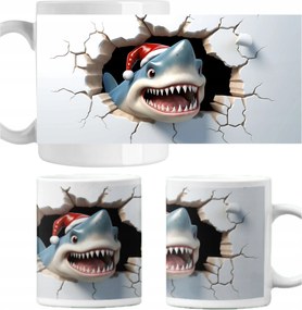 Karácsonyi mintás bögre Cápa Mikulás ajándék 330ml